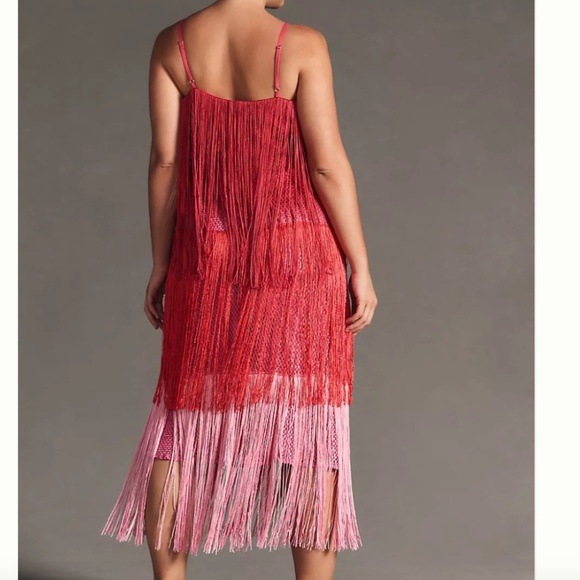 Let Me Be Tiered Fringe Ombre Glam Party Elegant Chic Art Deco Tassel Hip Dress - Picture 2 of 5